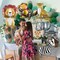 Jungle Safari Animal Foil Balloons – Lions, Zebra, Elephant, Monkey, Leopard for Kids Birthday, Baby Shower, and Safari Party Decorations (Colorful Smiling Animal)